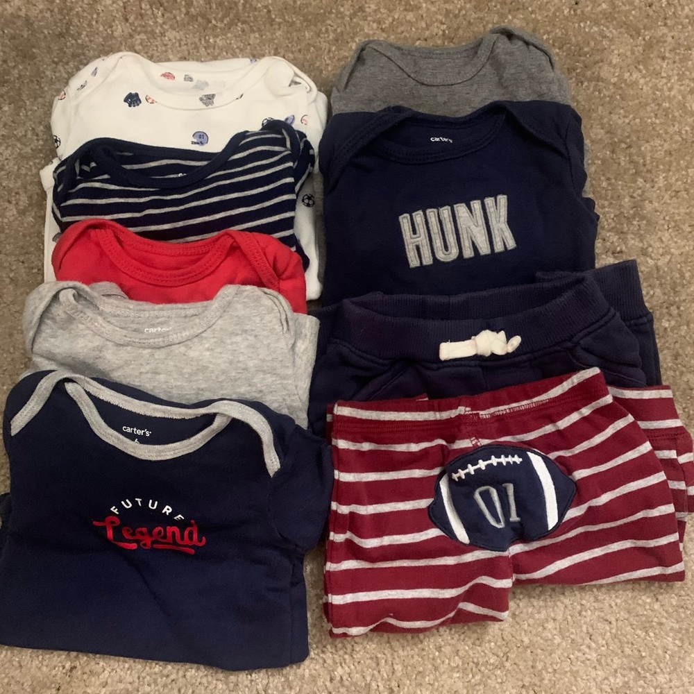 Carters sports long sleeve onesies and pants